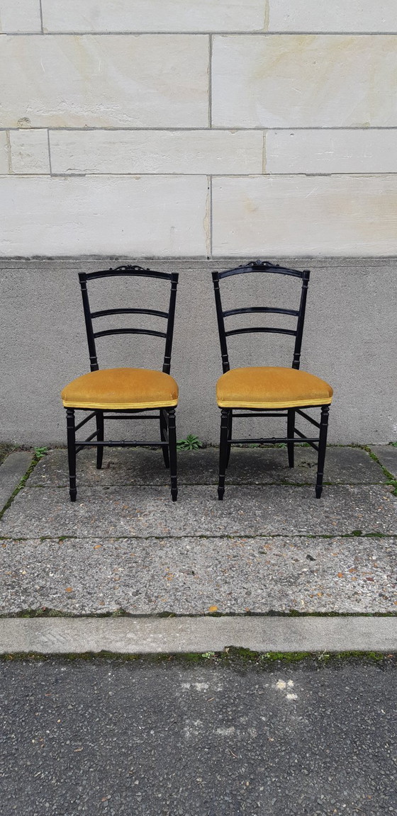 Image 1 of Coppia di sedie Napoleone III in legno annerito