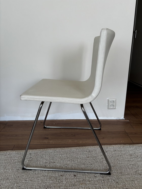 5 Wit Lederen IKEA Bernhard Stoelen – Eetkamerstoelen, Leather, Metal (photo 4 of 5)