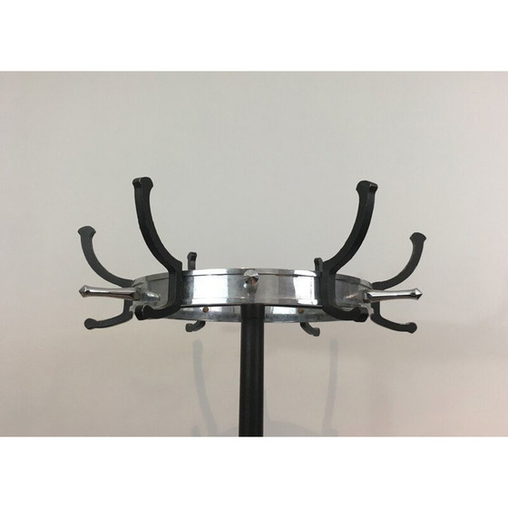 Image 1 of Vintage coat rack in black lacquer and chrome, 1950