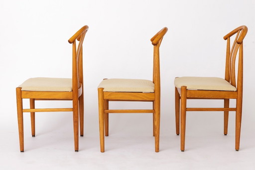 Juego de 3 sillas suecas vintage | Carl-Ewert Ekström | Sillas de comedor de madera de haya de los años 70