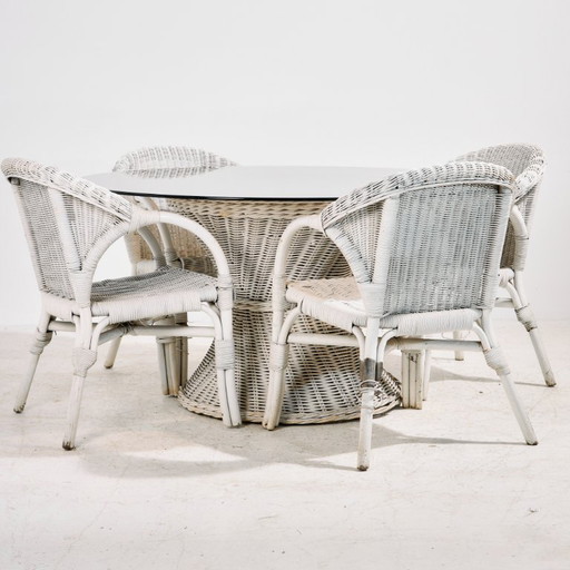 MK11543 Set in rattan e bambù, set da 5 pezzi