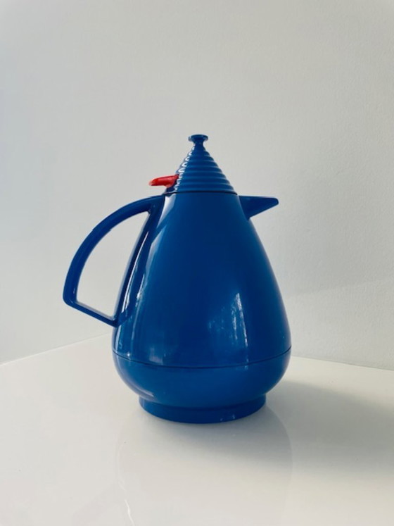 Image 1 of Bouteille isotherme vintage Leifheit Vivatherm bleue Memphis