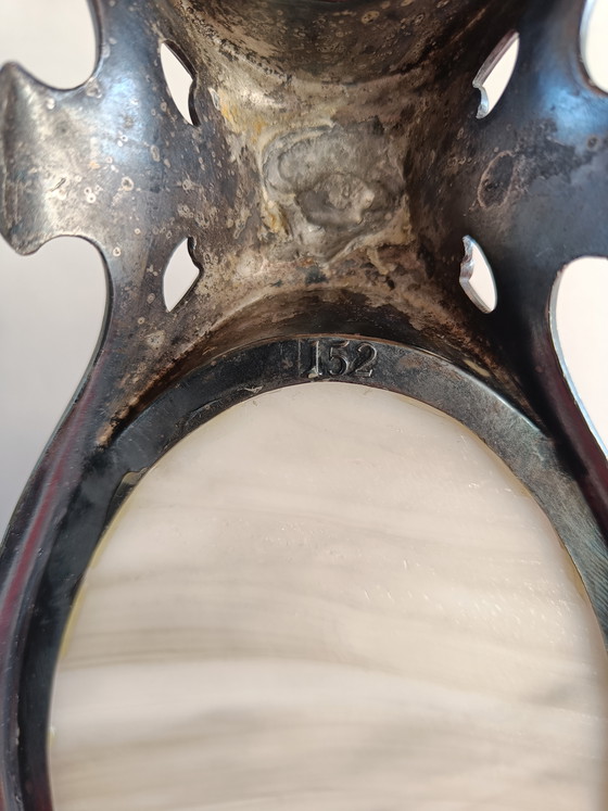 Image 1 of Soporte de servicio Art Nouveau chapado en plata con incrustaciones de piedra, principios del siglo XX.