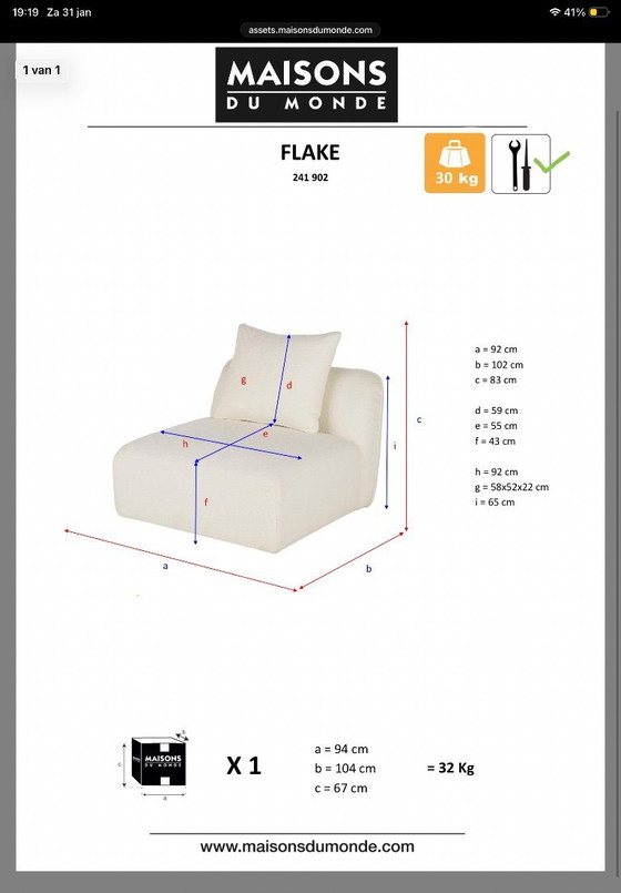 Image 1 of Modular sofa with bouclé effect by Maisons Du Monde (ottoman + sofa element)