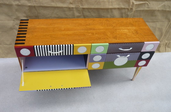 Small Low Colorful Sideboard – Chest of drawers, Wood (photo 6 of 11)