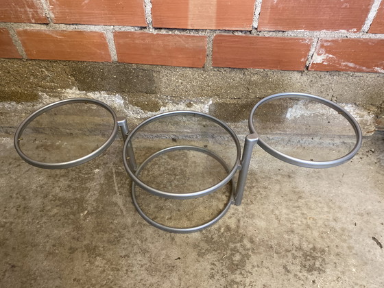 Image 1 of Tavolo Basse LEITMOTIV Métal Gris + 3 Plateaux Verre Années 70 Vintage #D370