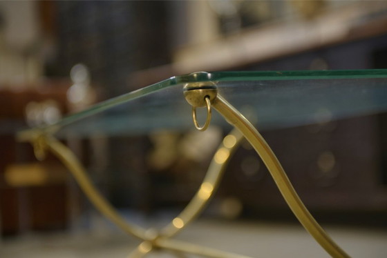 Image 1 of Neoclassical coffee table attributed to Maison Jansen, swan neck base, 1940s