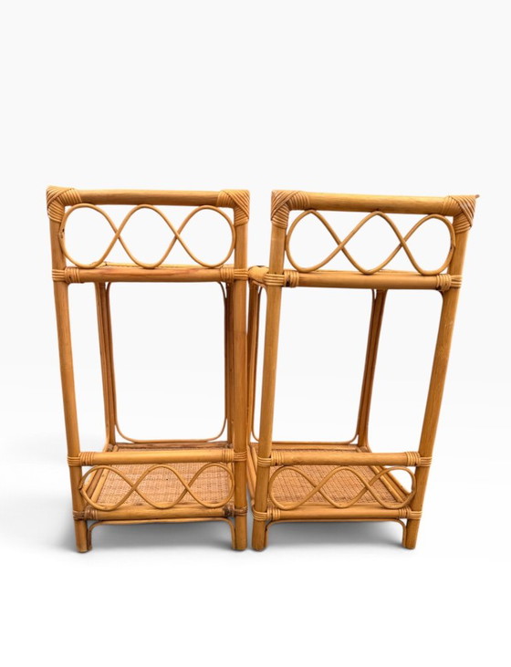 Coppia di Comodini Vintage in Bamboo e Midollino Intrecciato – Bambù (photo 6 of 13)