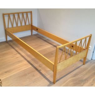 Image 1 of Vintage bed in light wood France 1940s