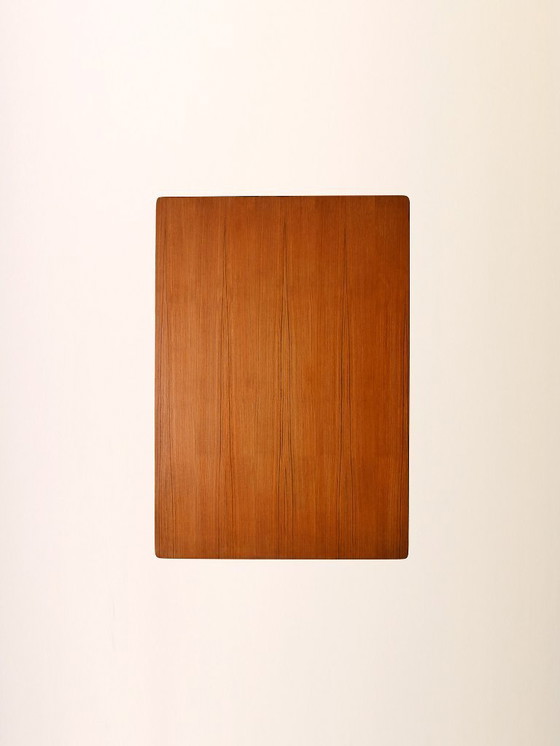 Image 1 of Tavolino da caffè vintage scandinavo in teak con ripiano in ottone