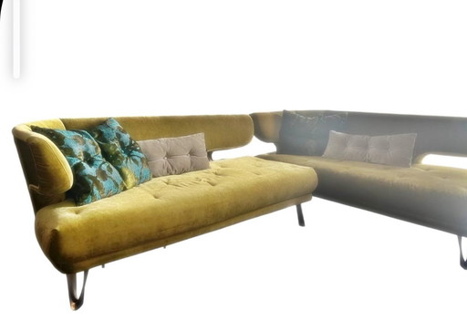 Bretz Sofa Croissant 2-piece Single Adjustable Green