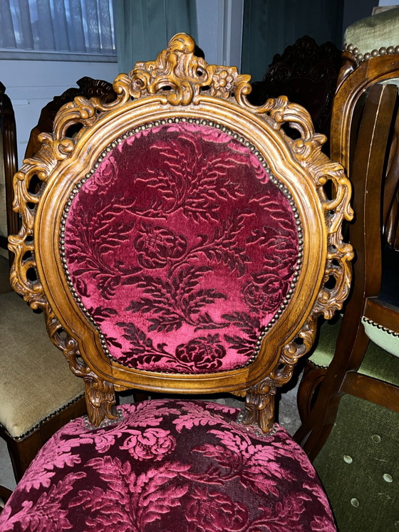 4 Baroque dining chairs, Textile, Velvet, Brown (photo 2 of 7)
