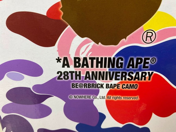 Image 1 of Bearbrick BAPE A BATHING APE 28. Jubiläum 04 CAMO #4 400% MEDICOM Toys