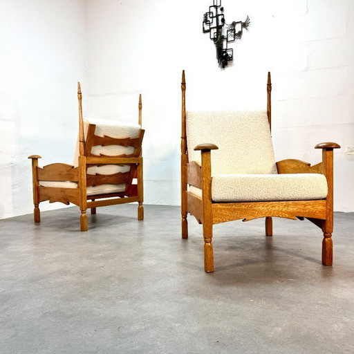 Ensemble de 2 chaises longues brutalistes 'Bram Sprij' 1960's