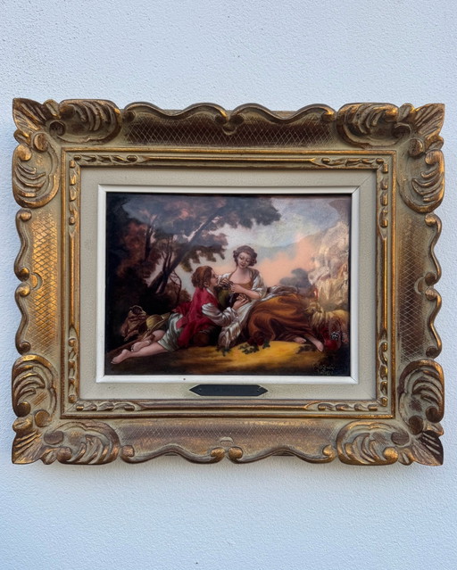 Limoges Art Enamel Painting R.Restoueix 60s