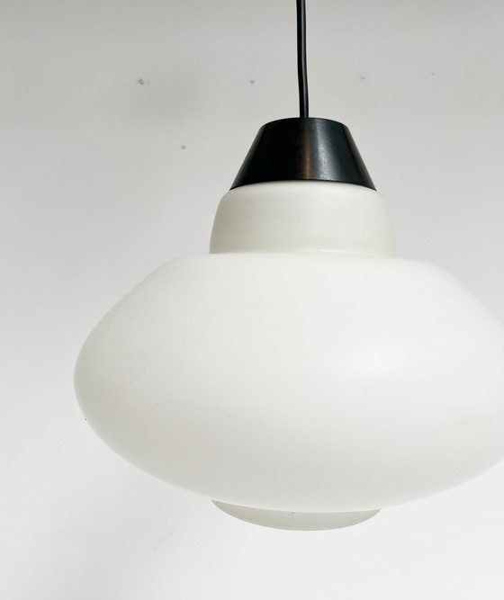 Image 1 of Round Opal Glass Ceiling Lamp by Philips, 1950's
