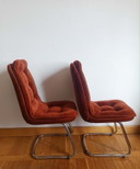 2x Chaises Gastone Rinaldi Velours Et Chrome 1970