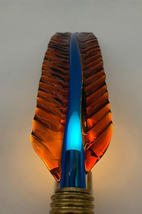 Image 1 of Applique murale, feuille unique attribuée à Seguso