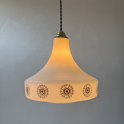 Ancienne Suspension Opaline 1970 Vintage