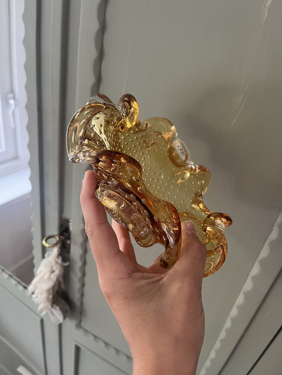 Image 1 of Vintage Murano Amber Geel Honey Asbak