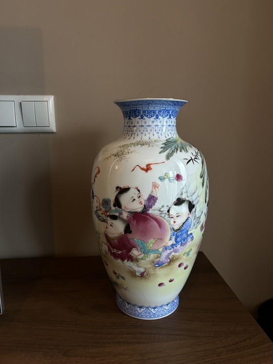 Magnifique Vase chinois en porcelaine - Jingdezhen (photo 2 of 10)