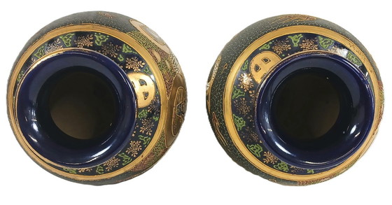 Image 1 of Paar Satsuma Meiji-Vasen, signiert Niiyama, 32 cm - mit offiziellem Wertgutachten.