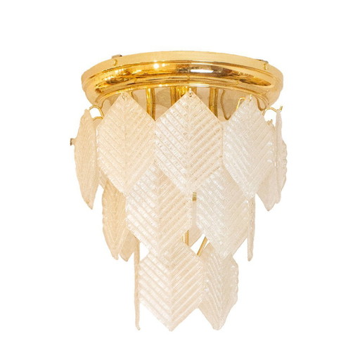 Murano Glass Chandelier with Hexagonal Leafs, Italy, 1960s