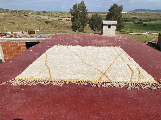 Image 1 of Beni Ouarain Rug 200x200 cm – Handmade Moroccan Wool Carpet – Ivory Berber Geometric Design