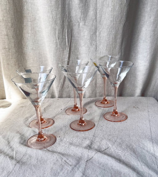 6x pink martini glasses