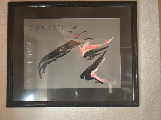 MICHEL CANETTI Set van 4 Galerielijsten 1985 - 1988 – Litho's & Zeefdrukken, Hout, Glas (photo 3 of 5)