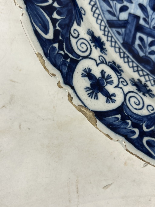 Antieke 18e eeuwse Delfts blauwe Theeboom schotel - De Porceleyne Klaauw