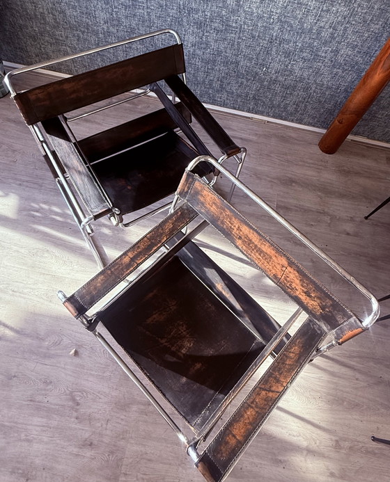 Image 1 of 2 vintage Gavina/Knoll Wassily Model B3 fauteuils, circa jaren 60