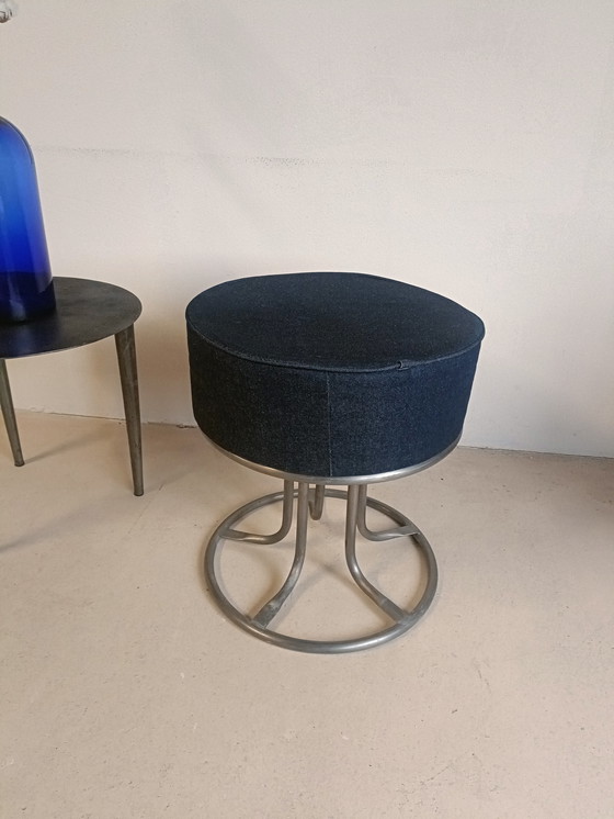 Image 1 of Blue canvas pouf