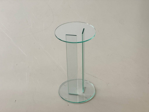 Soporte/pedestal minimalista de cristal para flores, década de 1980.