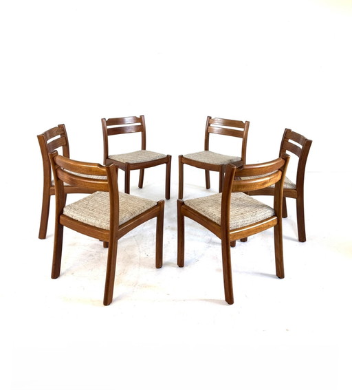 Juego de 6 sillas de comedor danesas vintage, Dyrlund '70