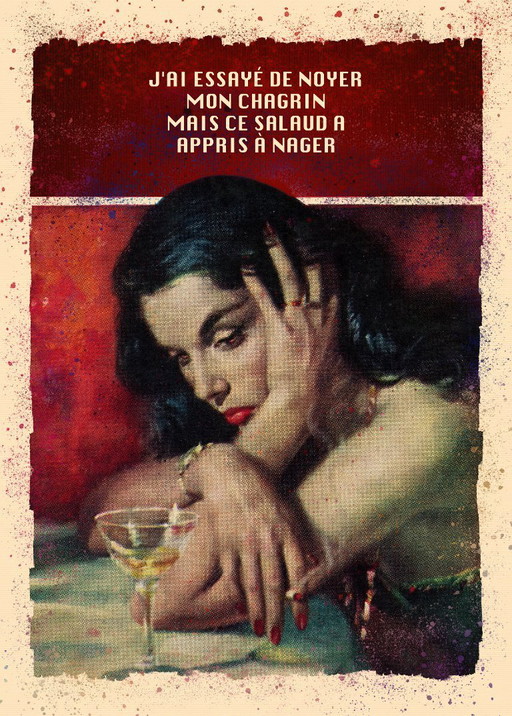 Citation de Frida Kahlo "..Mon chagrin sait nager.." - Affiche d'art 50 x 70 cm