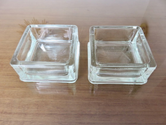 Image 1 of Glass pavé, ashtray, signed lumax, 4 available, Le Corbusier, Perriand, Adnet, 50's