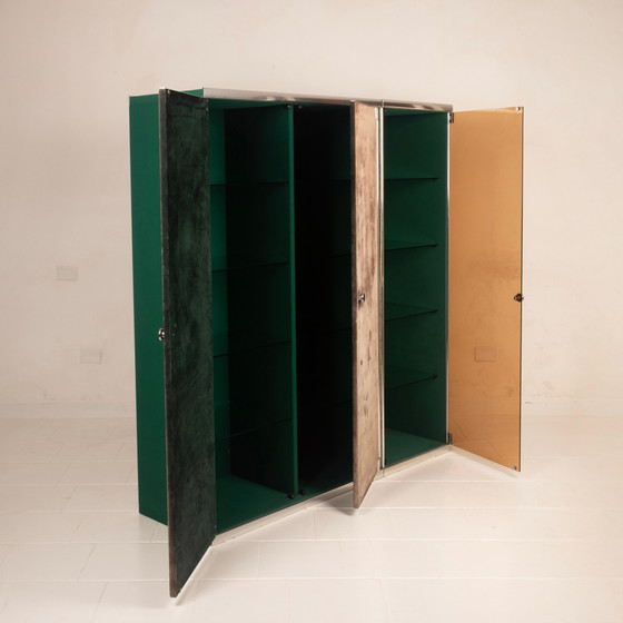 Guido Faleschini Astro Armoires en Verre Fumé et Daim pour i4 Mariani 1979 – Glass, Leather (photo 20 of 20)
