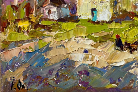 Image 1 of Original Oil Painting Day House Landscape Eastern motif