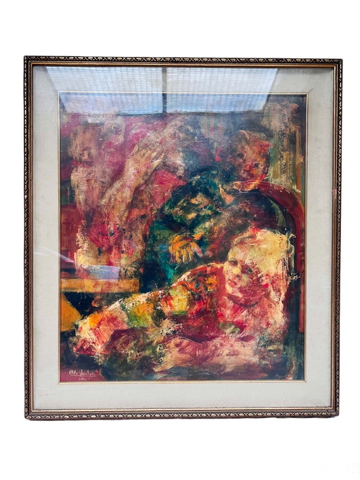 Peinture à l'huile sur toile par Aldo Sterchele, années 1970