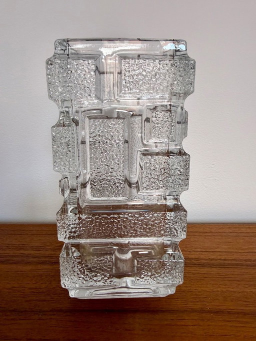 Mid Century Scandinavian Brutalist Vase – vazen, Glass