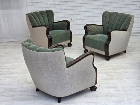 Deense relaxstoel uit de jaren 60, meubelwol, eikenhout – Fauteuils, Wood, Wool (photo 21 of 21)