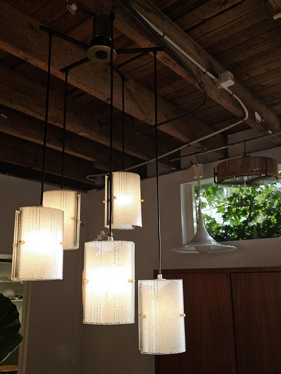 Image 1 of Lampe pendentif vintage Lampe pendentif Cascade avec 5 calices