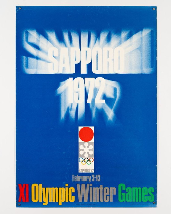 Image 1 of Sapporo 1972 XI Olympic Winter Games – 1972 – Original Vintage Olympic Poster by Gan Hosoya – Mid-Century Modern – 104.0x72.5 cm