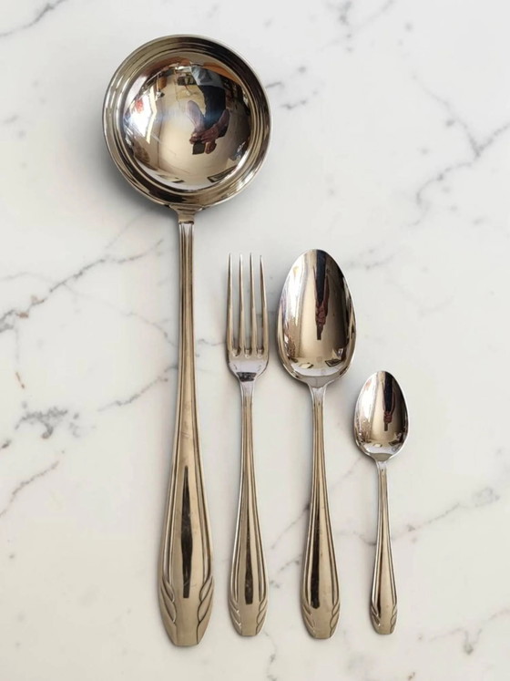 Art Deco stainless steel cutlery set 37 pieces (photo 2 of 7)