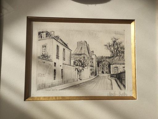Gravure originale en noir et blanc signée Claude BRETON