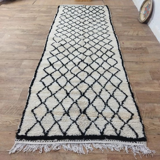 Image 1 of Beni Ouarain Läuferteppich – Handgewebte Naturwolle (304×110 cm)