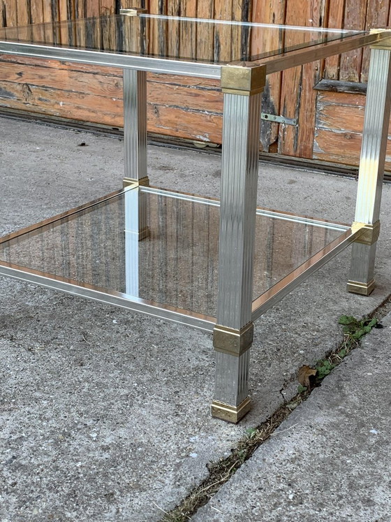 Tavolino da caffè vintage in ottone e cromo di Pierre Vandel, Parigi, anni '70 – Libri d'arte, Vetro (photo 6 of 7)