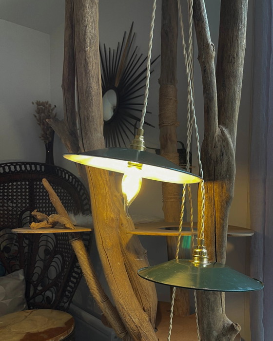 Lampada Portatile Vintage in Acciaio Smaltato Verde Personalizzabile – Illuminazione, Industrieel (photo 9 of 14)