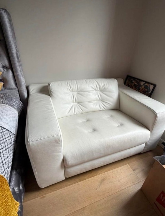 Image 1 of Canapé/causeuse en cuir blanc italien